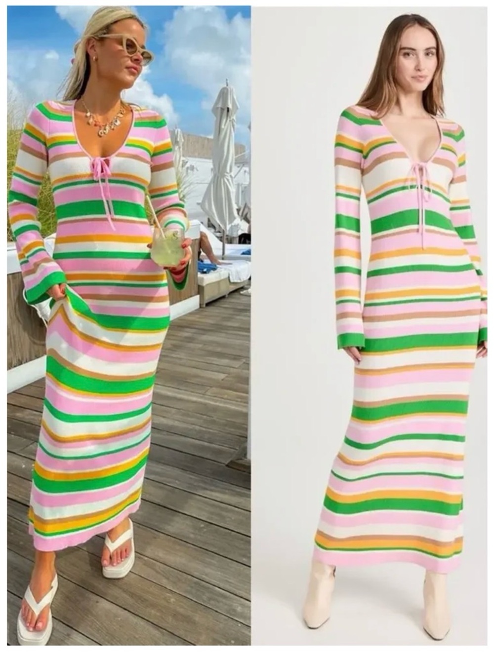 Show Me Your Mumu Striped Multi-Color Rib Knit Maxi Dress